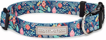 Lucky Love Dog, Blue Winter Pinecones Dog Collar, Vivid Winter Ornaments Dog Collar for Girl or Boy Dogs - (Extra Small, SweetHoliday Collar) LuckyLoveDog