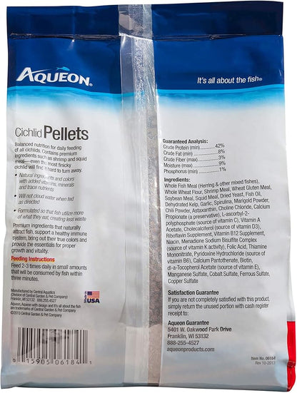 Aqueon Cichlid Slow Sinking Fish Food Pellets, Medium Size, 25 Ounce Aqueon