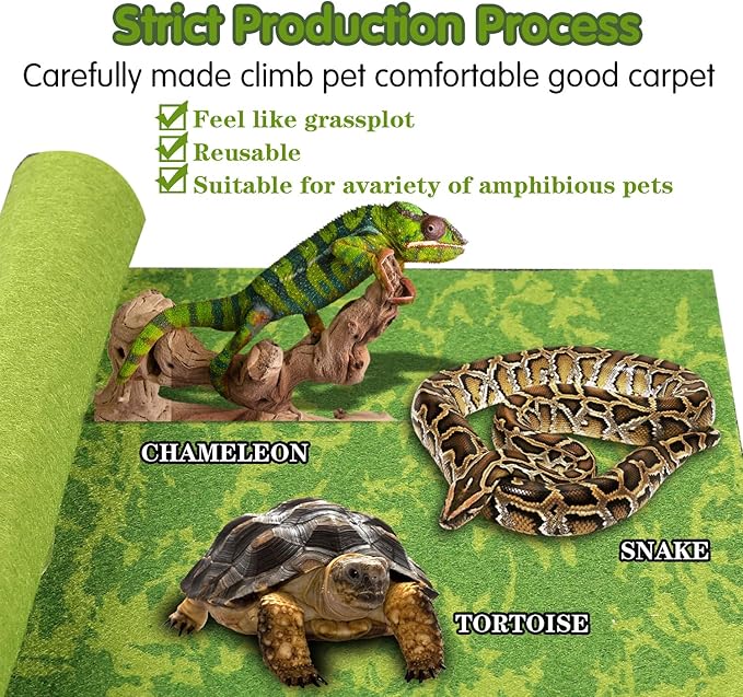 Reptile Carpet, 30 * 12in Pet Terrarium Liner,Reptiles Cage Mat/Substrate for Snakes, Chameleons, Geckos and Kitchen Use(2sheets) with Tweezers Feeding Tongs bestchoiceforyourreptiles