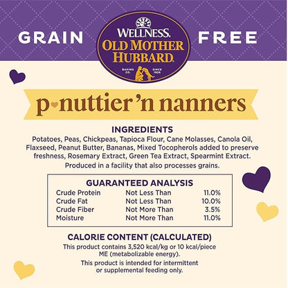 Old Mother Hubbard by Wellness Classic P-Nuttier 'N Nanners Grain Free Natural Dog Treats, Crunchy Oven-Baked Biscuits, Ideal for Training, Mini-Size, 16 ounce bag - PAWPICO