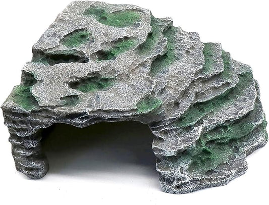 Large Reptile Hide Shale Scape Step Ledge, Reptile Cave Hideout, Bearded Dragons Accessories, Basking Rocks for Bearded Dragons (Large-B-11.8 * 9.8 * 5.3) relaqcc
