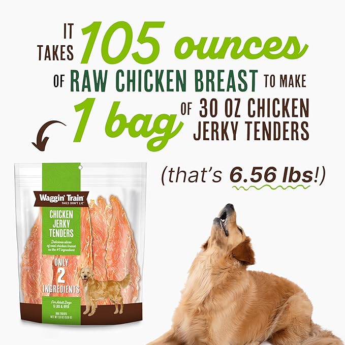 Waggin' Train Chicken Jerky for Dogs - Limited Ingredient Dog Treats for Dogs 30 oz. Pouch - PAWPICO