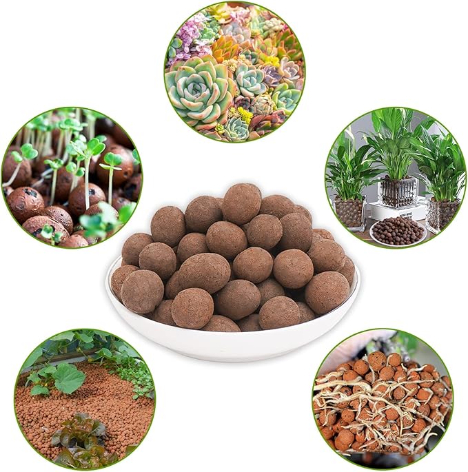 Halatool 10 LB Leca Clay Pebbles for Plants 4mm-16mm Clay Balls 100% Natural Hydroton Leca Balls for Indoor Plants Hydroponic Growing Gardening Orchids Drainage Decoration Aquaponics HALATOOL