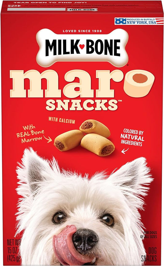 Milk-Bone MaroSnacks Dog Treats, Beef, 15 Ounce (Pack of 6) with Real Bone Marrow and Calcium - PAWPICO