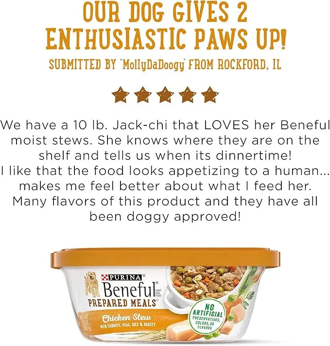 Purina Beneful Gravy Wet Dog Food, Prepared Meals Chicken Stew - (8) 10 oz. Tubs - PAWPICO