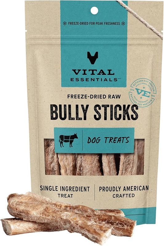 Vital Essentials Freeze Dried Raw Single Ingredient Dog Treats, Bully Sticks, 1.4 oz - PAWPICO