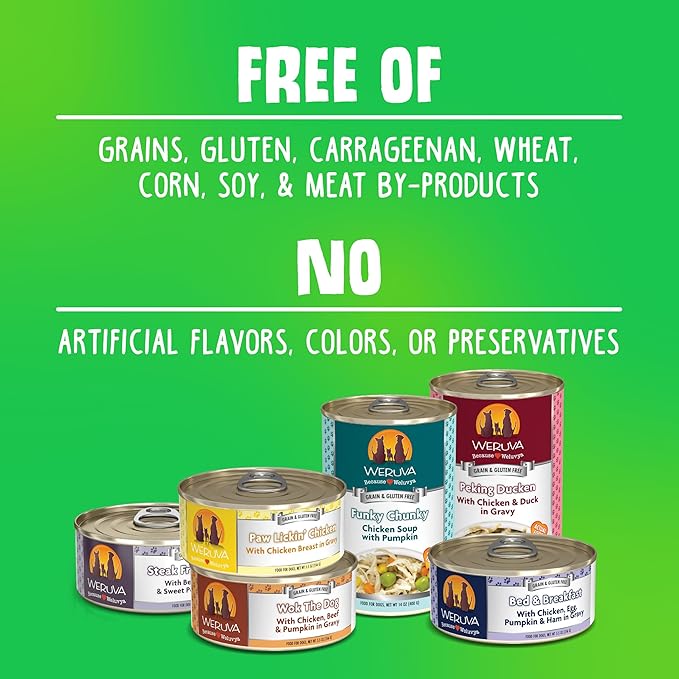 Weruva Classic Dog Food, Variety Pack, Chicken Free, Just 4 Me, Wet Dog Food, 5.5oz Cans (Pack of 24) - PAWPICO