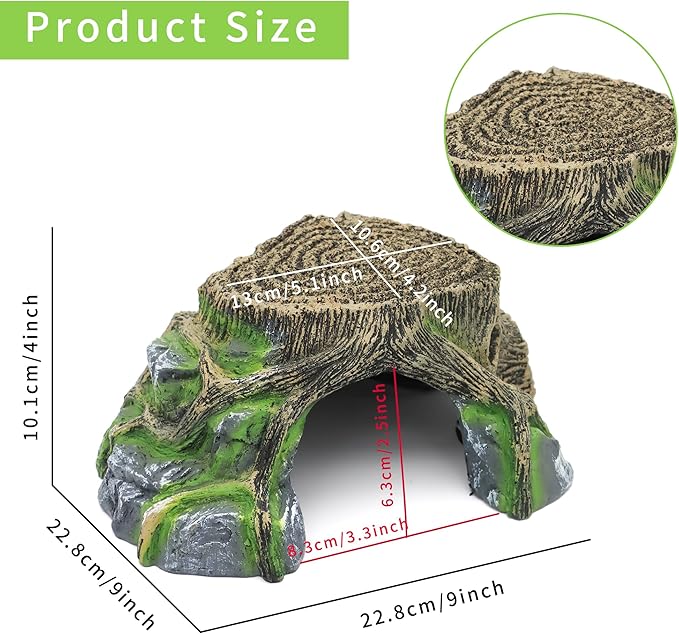 Reptile Hides Hideout Habitat, Reptile Caves for Bearded Dragons, Leopard Geckos, Lizards, Turtles, Snakes, Frogs (Large-A) PAWPICO
