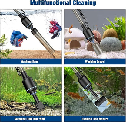Electric Aquarium Vacuum Gravel Cleaner, 24W Fish Tank Cleaner with Adjustable Water Flow and Timed Off, Aquarium Gravel Vacuum for Automatic Water Change, Wash Sand StylusPenforiPad