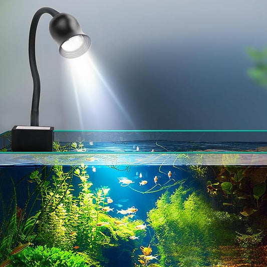 Aquarium Light Focus Light for Fish Tank Indoor LED Light Big Clip Lamp Adjustable Focus (White-Yellow) PAWPICO