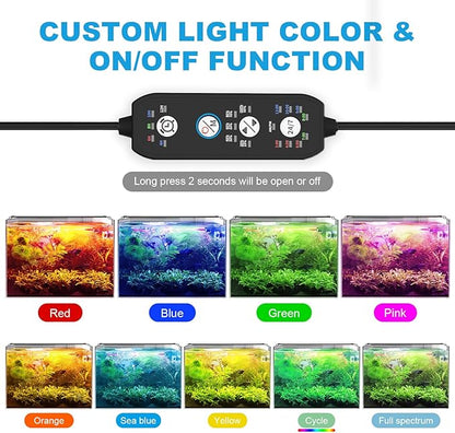 24/7 Mode LED Aquarium Light for Plants-Full Spectrum Fish Tank Light with Timer, Auto On/Off, 7 Colors, Adjustable Brightness, 3 Modes for Freshwater Tank (14W for 12-18 inch Tank) SEAOURA