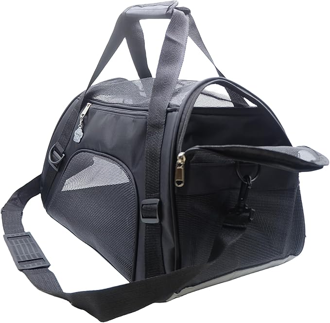 Cat Carrier,Soft-Sided Pet Travel Carrier for Cats,Dogs Puppy Comfort Portable Foldable Pet Bag Airline Approved (Medium-Black) - PAWPICO