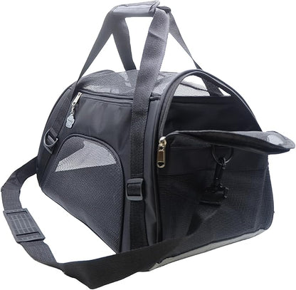 Cat Carrier,Soft-Sided Pet Travel Carrier for Cats,Dogs Puppy Comfort Portable Foldable Pet Bag Airline Approved (Medium-Black) - PAWPICO