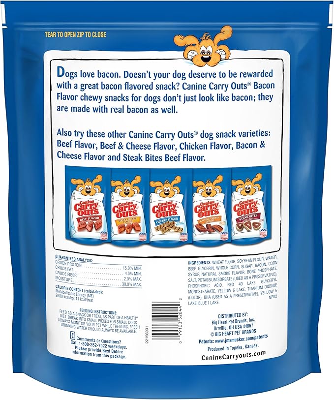 Canine Carry Outs Dog Treats, Bacon Flavor, 47 Ounce, Made with Real Bacon - PAWPICO