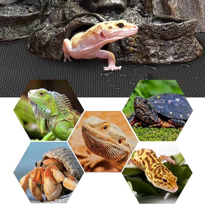 Bearded Dragon Tank Accessories, Reptile Terrarium Carpet Substrate for Leopard Gecko, Lizard, Iguana, Snake, Tortoise, Non-Adhesive Reptile Habitat Bedding(Black 79inch) Vodolo