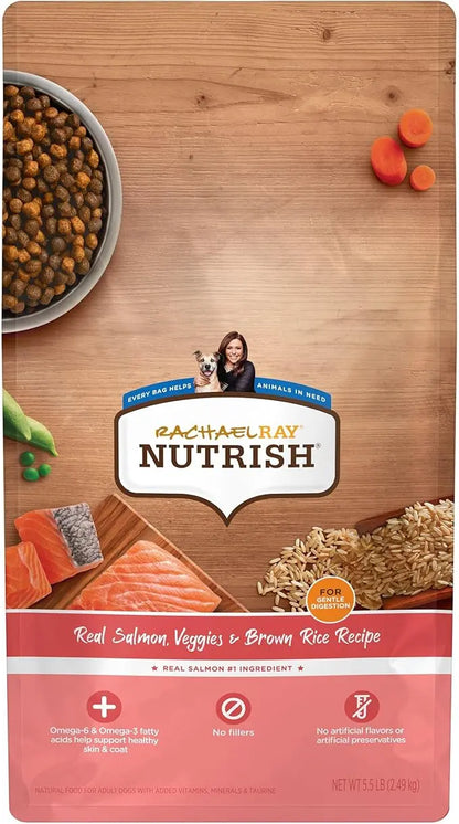 Nutrish Rachael Ray Real Salmon, Veggies & Brown Rice Recipe Dry Dog Food, 5.5 lb. Bag - PAWPICO