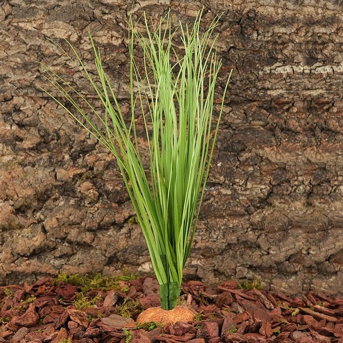 Fake Green Grass Plants, Reptile Plants for Terrarium, Bearded Dragon Tank Accessories Habitat Decor fit Crested Gecko Leopard Lizard Chameleon Ball Python Snake WOLEDOE