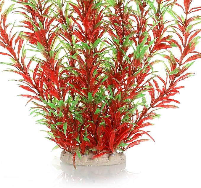 JIHAQUA Aquarium Decor Plastic Plants Extra Large 21 Inches Artificial Fish Tank Plants Tall Fish Tank Decorations (Wine 2pcs) JIHAQUA