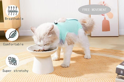Cat Recovery Suit Female Kitten Cat Onesie for Cats After Surgery Female Spay Surgical Abdominal Wound Skin Diseases Cone Collar Soft Alternative Wear (Green, S) Acoutpet