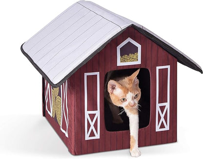 K&H Pet Products Outdoor Kitty House, Outdoor Cat House for Outside Community Cats, Strays, and Ferals, Insulated Shelter, Cold Weather House for Winter, 19 X 22 X 17 Inches (Unheated) Barn Design - PAWPICO