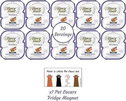 Fancy Feast Gourmet Grain-Free Meals Wet Cat Food Pate and Gravy Petites 10 Twin Pack Trays, 20 Servings (Roasted Turkey in Gravy) - PAWPICO