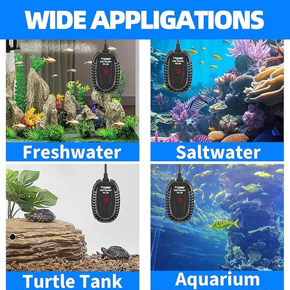 FREESEA Aquarium Fish Tank Heater: 50W Small Submersible Turtle Heater with Adjustable Temperature External Controller for Betta | Saltwater | Freshwater | 1-10 Gallon FREESEA
