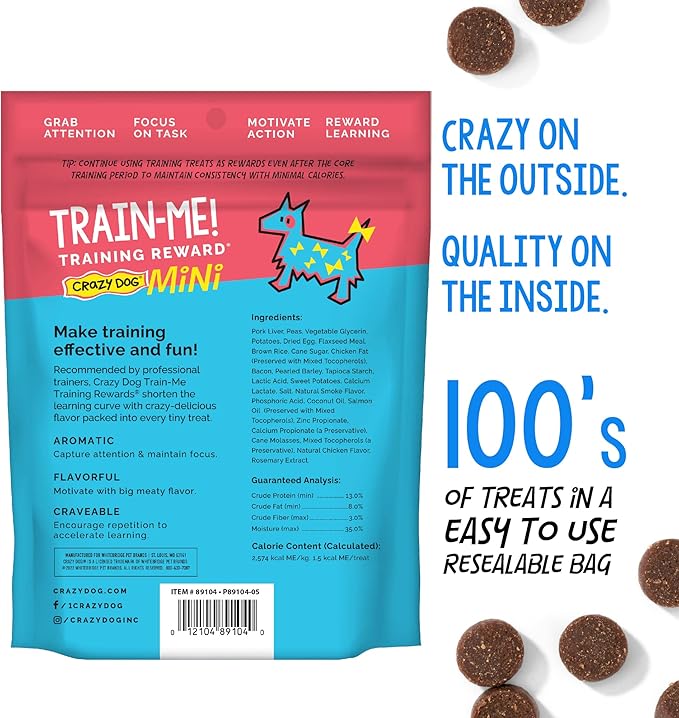 Crazy Dog Train-Me! Training Reward Mini Dog Treats 4 Ounce (Pack of 1) - PAWPICO