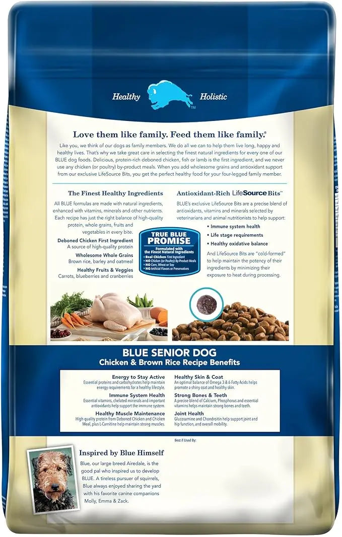 Blue Buffalo Life Protection Formula Senior Dry Dog Food, Supports Joint Health and Mobility, Made with Natural Ingredients, Chicken & Brown Rice Recipe, 30-lb. Bag - PAWPICO