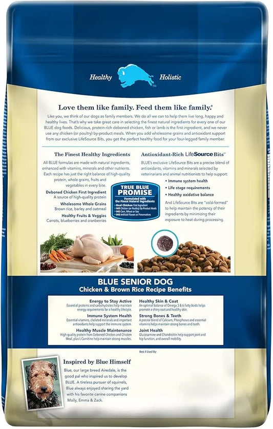 Blue Buffalo Life Protection Formula Senior Dry Dog Food, Supports Joint Health and Mobility, Made with Natural Ingredients, Chicken & Brown Rice Recipe, 30-lb. Bag - PAWPICO