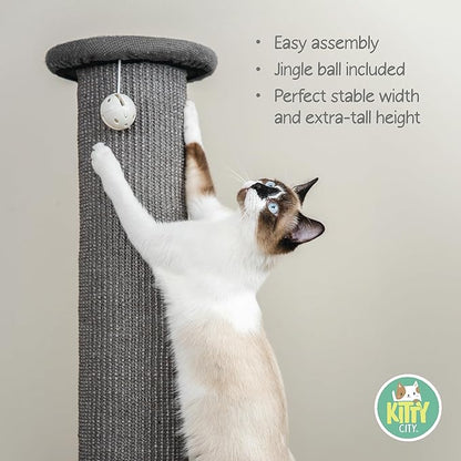 Kitty City Sisal Post Scratcher, Sisal Post (Gray) - PAWPICO
