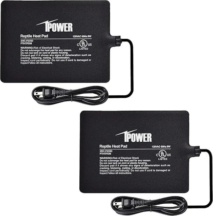 iPower Reptile Heat Pad Under Tank Terrarium Warmer Heating Mat for Turtle, Lizard, Frog, Snake, Reptile, and Other Small Animals, 6X8 Inch, 8W, 2 Pack iPower