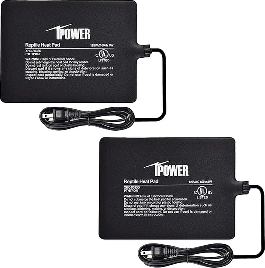 iPower Reptile Heat Pad Under Tank Terrarium Warmer Heating Mat for Turtle, Lizard, Frog, Snake, Reptile, and Other Small Animals, 6X8 Inch, 8W, 2 Pack iPower