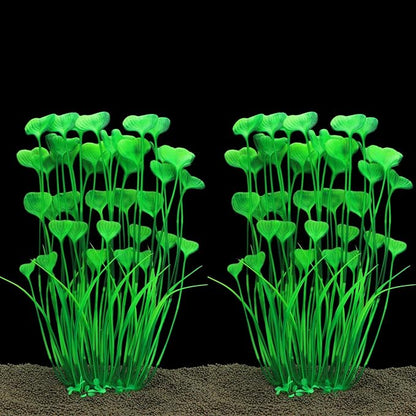 JIH Plastic Plants for Aquarium,Tall Artificial Plants for Fish Tank Decor 15.6 Inch (2 Pcs) (Green) JIH