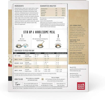 The Honest Kitchen Dehydrated Whole Grain Beef Dog Food, 2 lb Box - PAWPICO