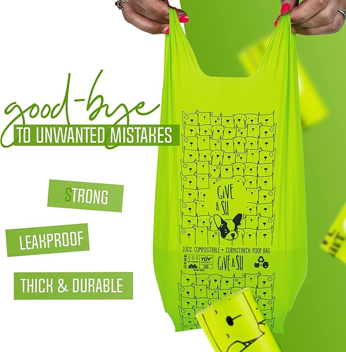 100% Certified Home Compostable Dog Poop Bags with Handles - 10% to Charity - ASTM D6400 & EN 13432 Compliant Large Poop Bags - 240 Bags - 20 Rolls of Plant Based X Large Compostable Poop Bags - PAWPICO