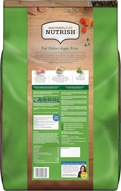 Rachael Ray Nutrish Premium Natural Dry Dog Food, Real Chicken & Veggies Recipe, 40 Pounds (Packaging May Vary) - PAWPICO