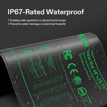 VIVOSUN 48"x20.75" Seedling Heat Mat with Built-in Temperature Controller, UL & MET-Certified Waterproof Plant Heating Pad for Germination, Hydroponics, Brewing, Breeding, and Greenhouses VIVOSUN