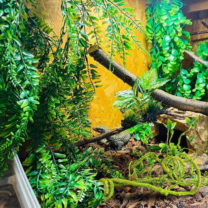 Grddaef Reptile Vines Plants for Terrarium, Flexible Vines Jungle Climbing Branch with Leaves Tank Decor for Snakes Bearded Dragons Geckos Hermit Crabs Lizards Chameleons Grddaef