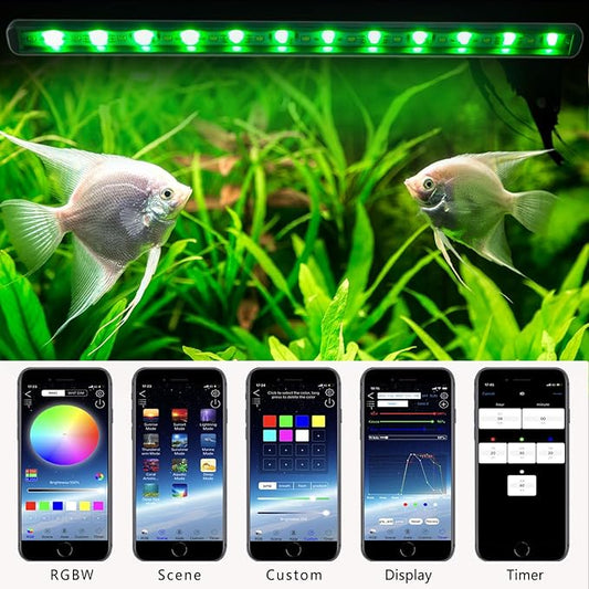 Smart Aquarium Light with App Timer, Dynamic Lighting Landscape for 23-27 Inch Fish Tank, 7/24 Auto Power On/Off, RGBW Full Spectrum Aquarium Lighting Jenklight