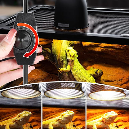 REPTI ZOO Reptile Light Fixture with Dimmable Switch,5.5 inch Deep Dome Lamp Fixture for Reptile Tank Terrarium,Optical Reflection Cover for UVB UVA Bulb Basking Heat Bulb REPTIZOO