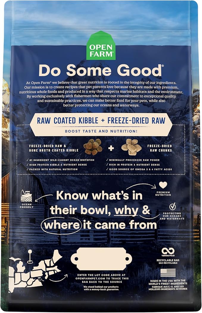 Open Farm RawMix Ancient Grains Wild-Ocean Recipe for Dogs, Includes Kibble, Bone Broth, and Freeze Dried Raw, Inspired by The Wild, Humanely Raised Protein and Non-GMO Fruits and Veggies, 20 lb - PAWPICO