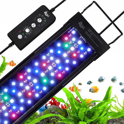 AQQA LED Aquarium Light, 24/7 Mode IP68 Waterproof Extendable Bracket Fish Tank Light, DIY Mode Full Spectrum Aquarium Plant Light, Adjustable Timer/Brightness Memory Function for 48-55 Inch Fish Tank AQQA