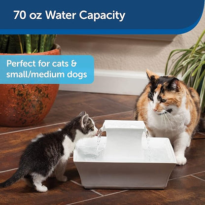 PetSafe Drinkwell Pagoda Pet Water Fountain (70 oz/2.1 L) Ceramic Cat Water Fountain, Dog Water Fountain Made of Premium, Scratch-Resistant Material, Automatic Indoor Fountain, White - PAWPICO