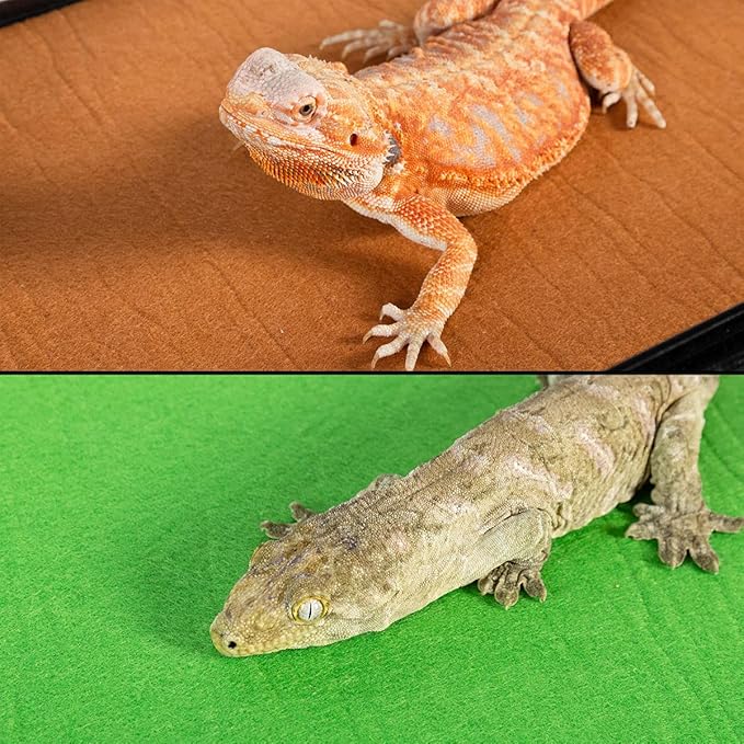 REPTI ZOO Reversible Reptile Carpet Pack of 2PCS, Terrarium Substrate Bedding Liner (17 in X 35 in) for 10/20/30/40 Gallon Tanks, Both Sides Usable Reptile Floor Mat REPTIZOO