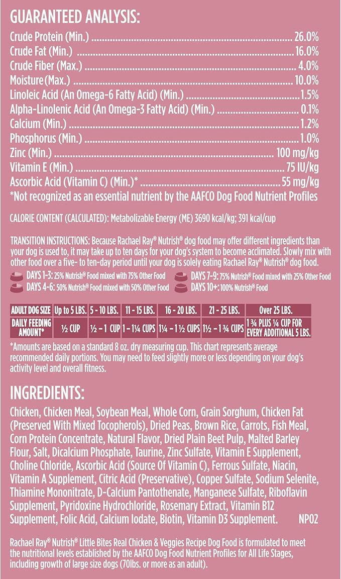 Nutrish Rachael Ray Little Bites Dry Dog Food, Chicken & Veggies Recipe for Small Breeds, 6 Pounds - PAWPICO