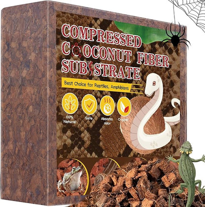 LEICHTEN 7.7LB Coconut Husk Substrate for Reptiles,56 Quart Compressed Coconut Fiber Chips Bearded Dragon Leopard Gecko Snake Bedding Ball Python Tank Accessories LEICHTEN