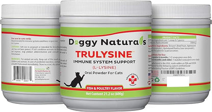 Trulysine L-Lysine for Cats Immune Support Oral Powder 21.2oz/600g - Cats & Kittens of All Age, Sneezing, Runny Nose Squinting, Watery Eyes-Fish & Poultry Flavor (U.S.A)(600 Grams (500mg / Scoop)) Pet+Health+Pharma