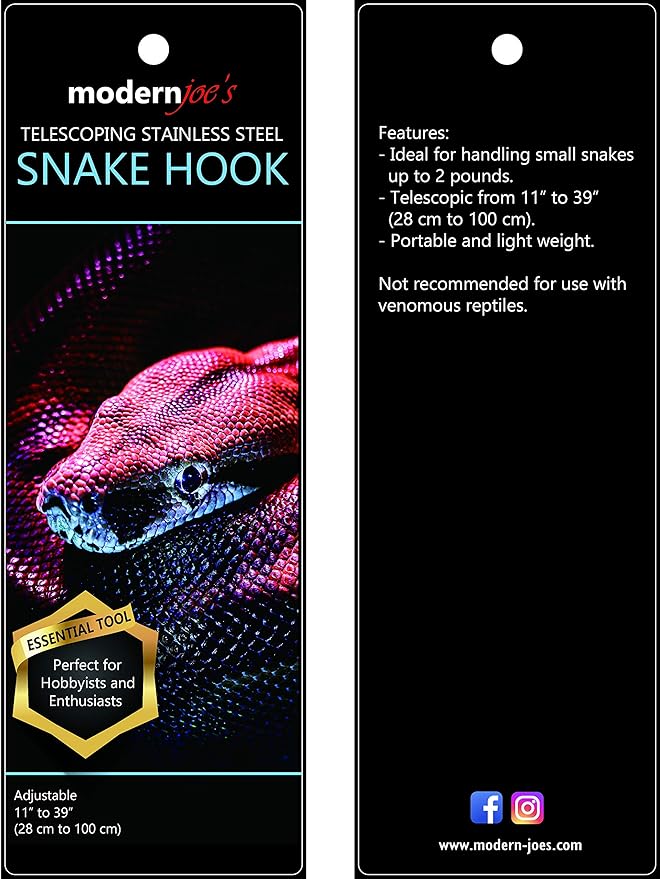 MODERNJOE'S Premium Extra Long Collapsible Stainless Steel Snake Hook Extends to 39 inches, Catch and Handle Corn Snakes, Kingsnakes, Rosy Boas, Ball Pythons and Other Small Snakes Up to 2 Pounds MODERNJOE%27S