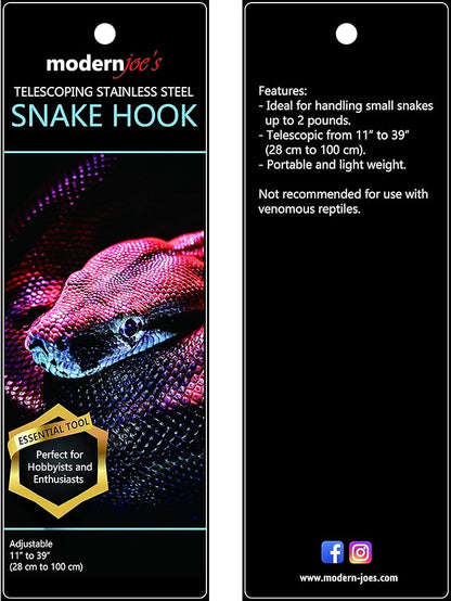 MODERNJOE'S Premium Extra Long Collapsible Stainless Steel Snake Hook Extends to 39 inches, Catch and Handle Corn Snakes, Kingsnakes, Rosy Boas, Ball Pythons and Other Small Snakes Up to 2 Pounds MODERNJOE%27S