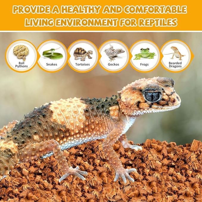 Legigo 10LBS Coconut Chip Substrate for Reptiles, 72QT Natural Coco Husk Chip Reptiles Bedding, Compressed Coconut Chip Substrate for Snake, Tortoise, Ball Python, Gecko, Lizard Terrarium Tanks Legigo